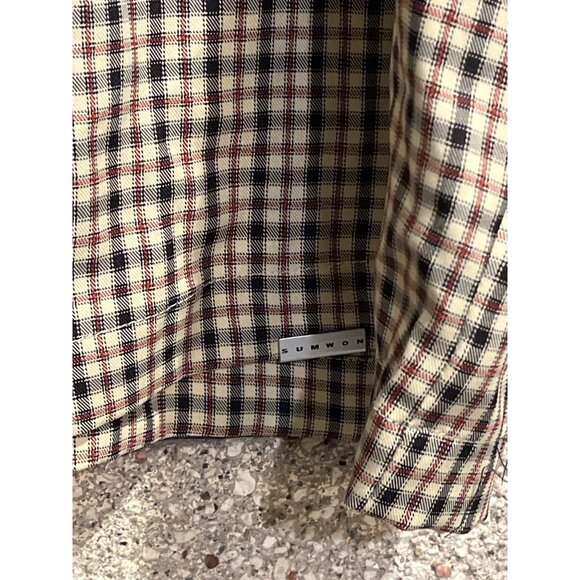 Checkered Button-Up Shirt With "Call My Stylist" Back Print By Sumwon Size L - Picture 2 of 6